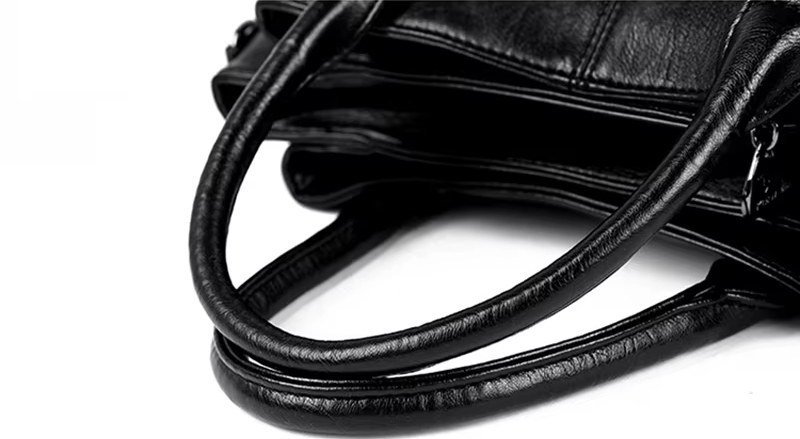 Close-up of genuine leather handle detail