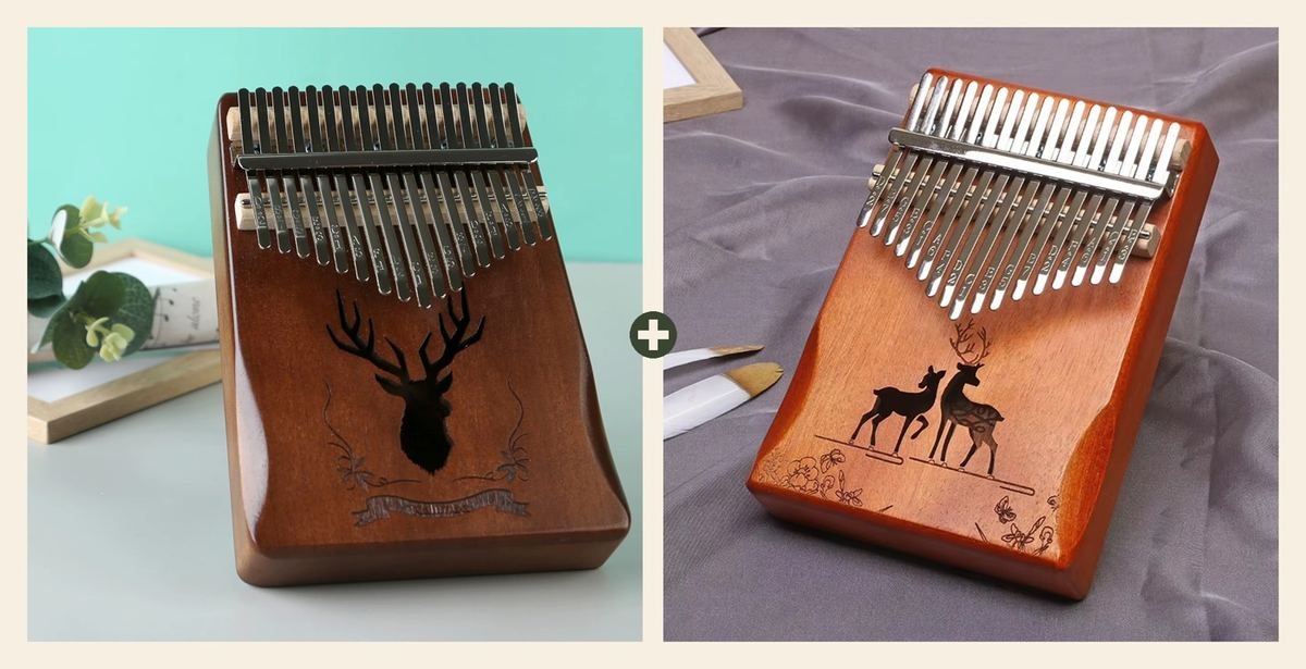 Happy Kalimba bundle, Brown and Beige finishes together