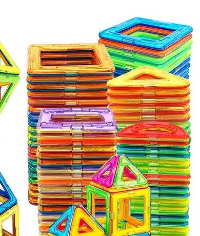 Magnetic Building Blocks stacked pieces